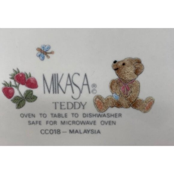 Mikasa Teddy Bear Dinnerware Set - Plate & Bowl - Ceramic Childrens Dishware - Picture 4 of 7